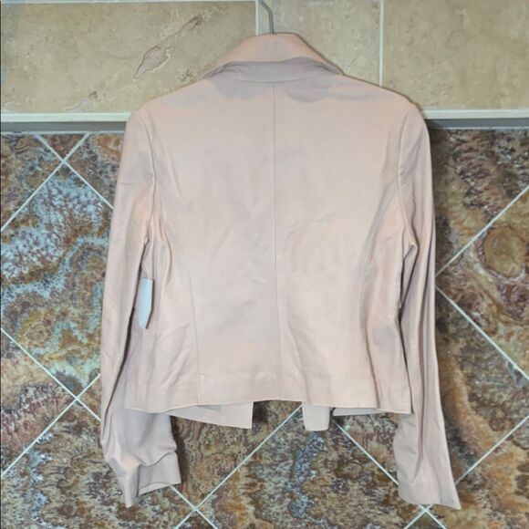 Women's Blush Pink Crop Leather Jacket by Halogen Size Medium - Picture 4 of 14